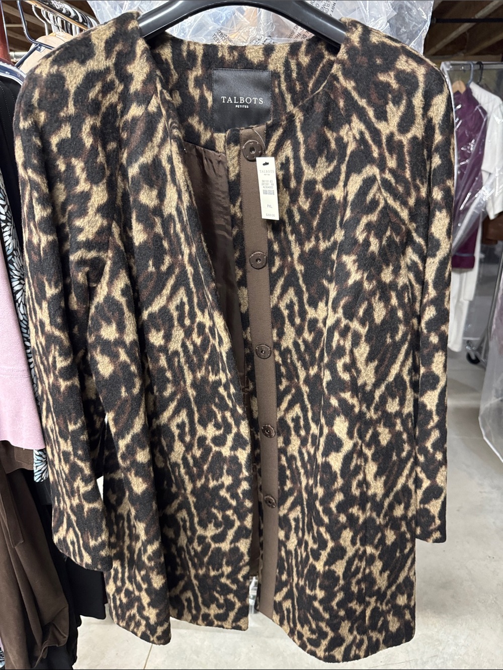 *Vintage* Talbots Walnut and Black Leopard Print Coat